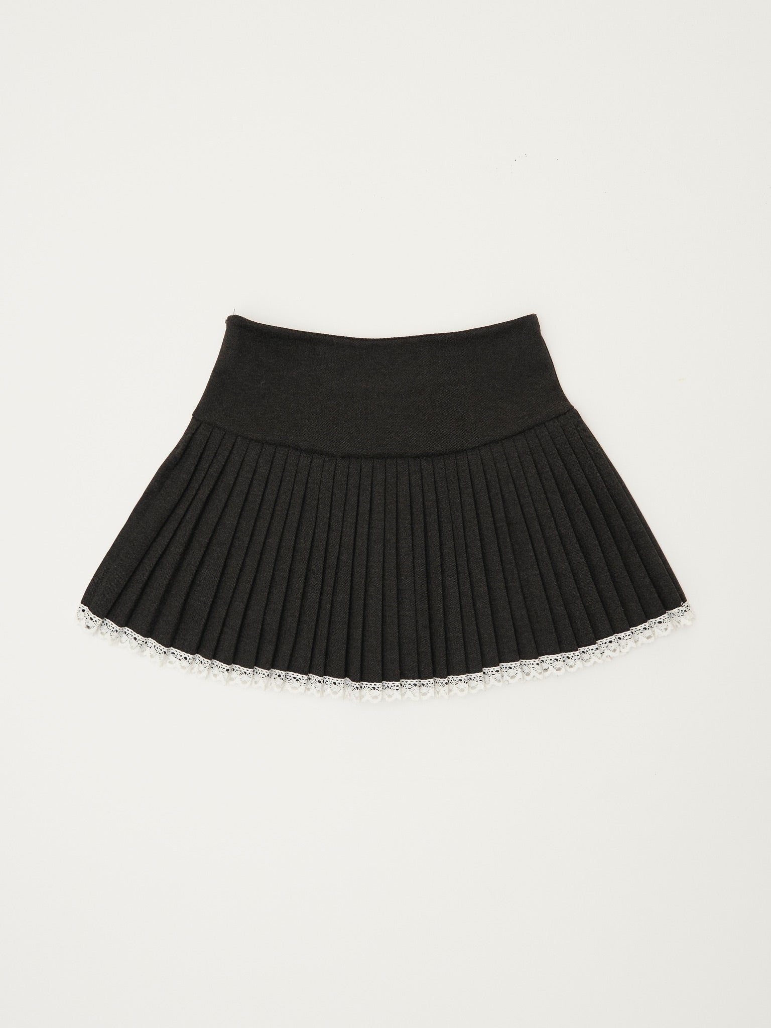 Lace Tape Pleats Mini Skirt