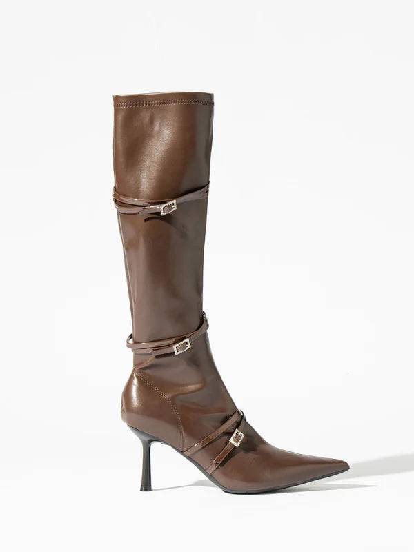 Rabanne Belt leather knee-high boots - Carmel Brown