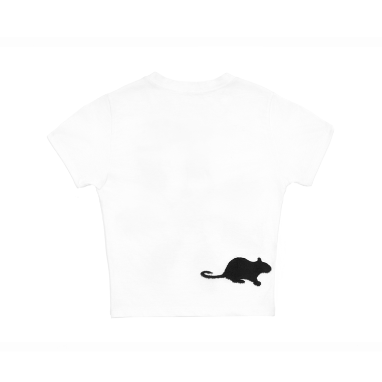 Furry Rat Slim T-Shirt in White