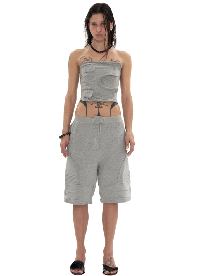 Biker Banding Top In Melange Grey