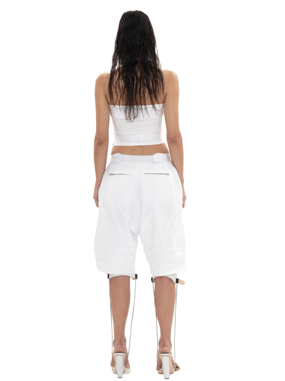 Biker Banding Sweat Short In White