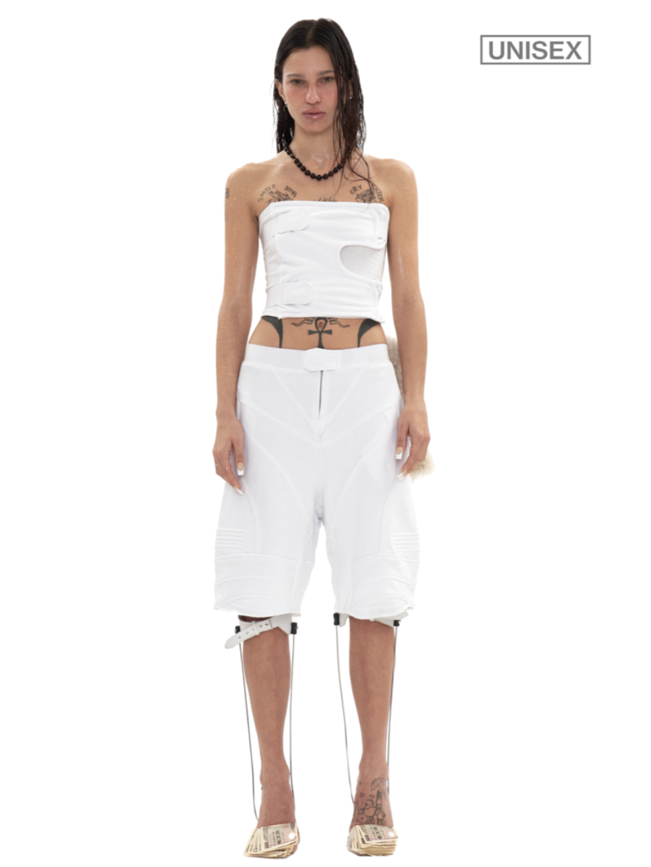 Biker Banding Sweat Short In White