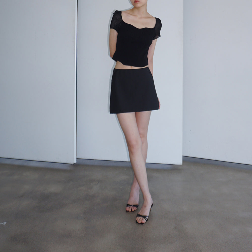 Horizon Dart Mini Skirt (Black)