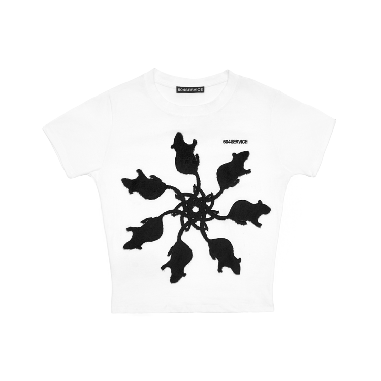 Furry Rat Slim T-Shirt in White