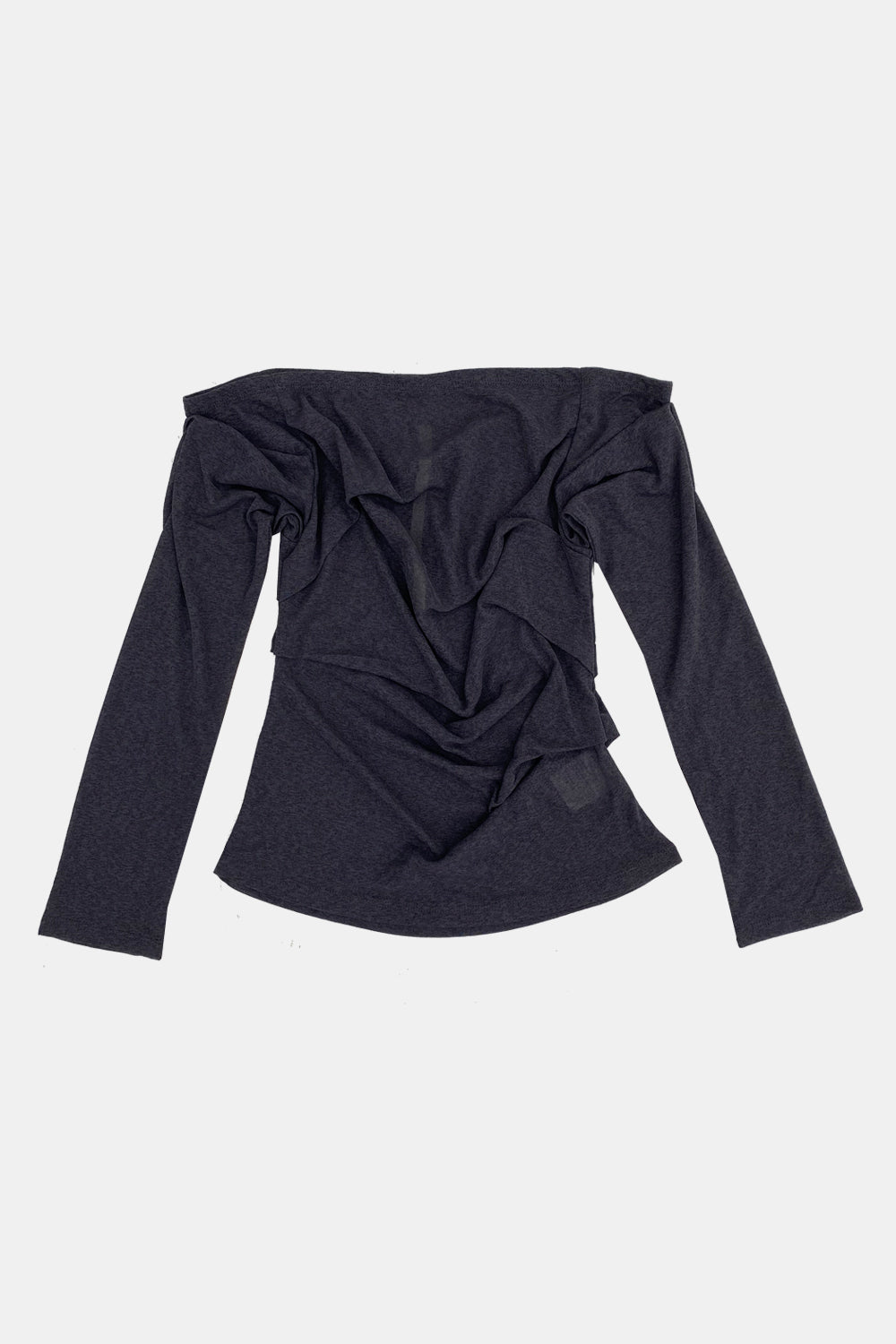 Draping Off-Shoulder 3/4 Sleeve Top (Dark Grey)