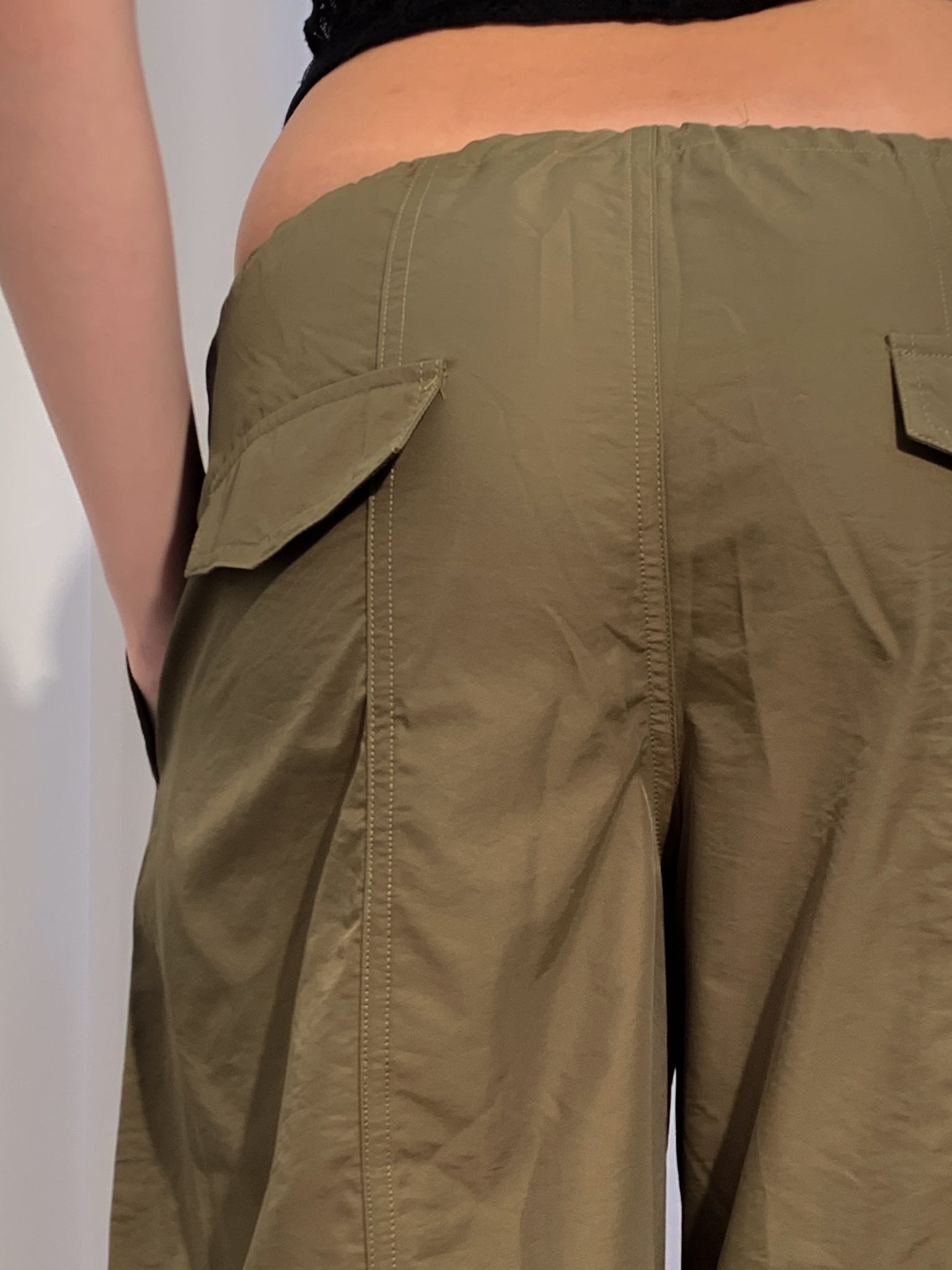 Olive Green Drawstring Cargo Pants