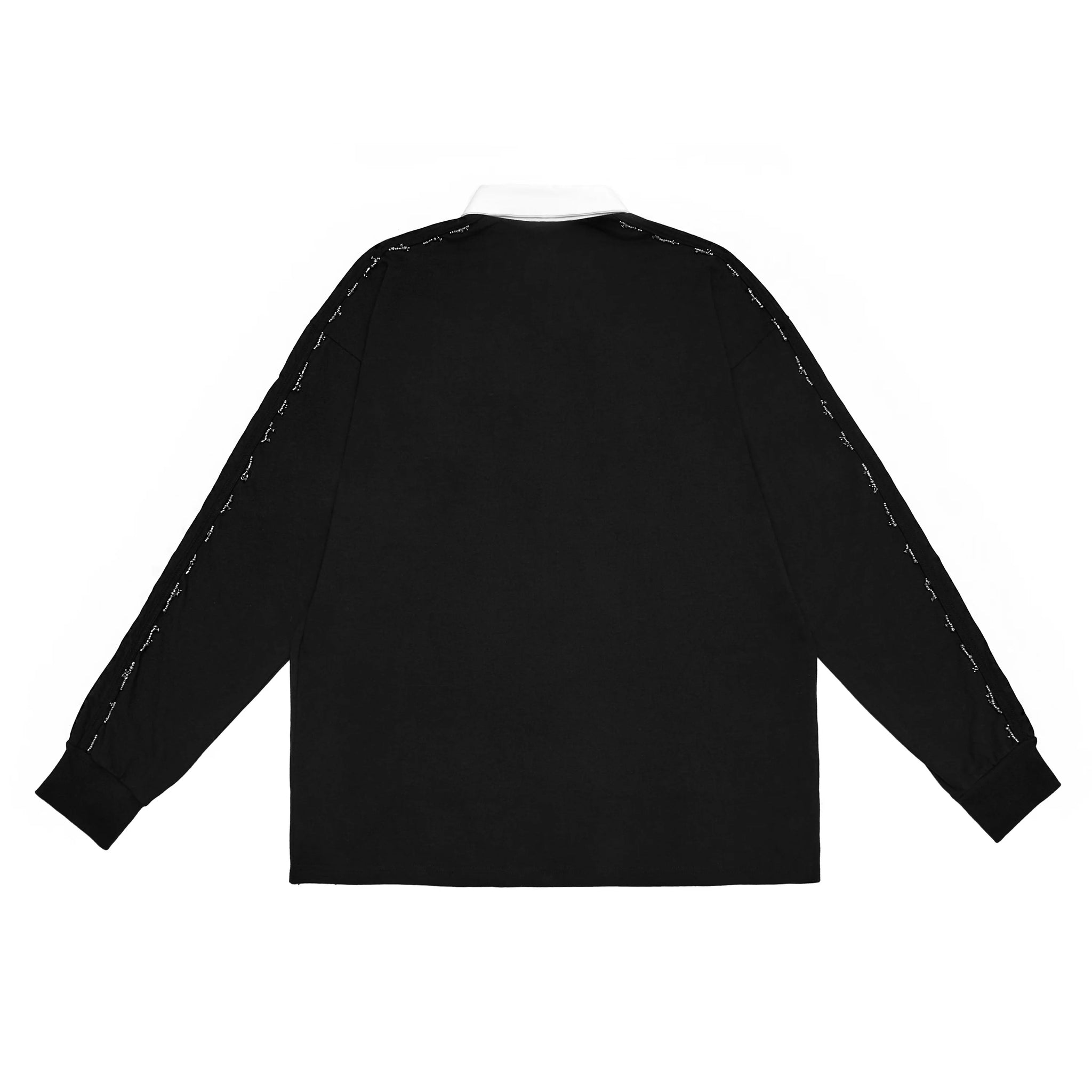 Beaded Track Collar Shirt in Black