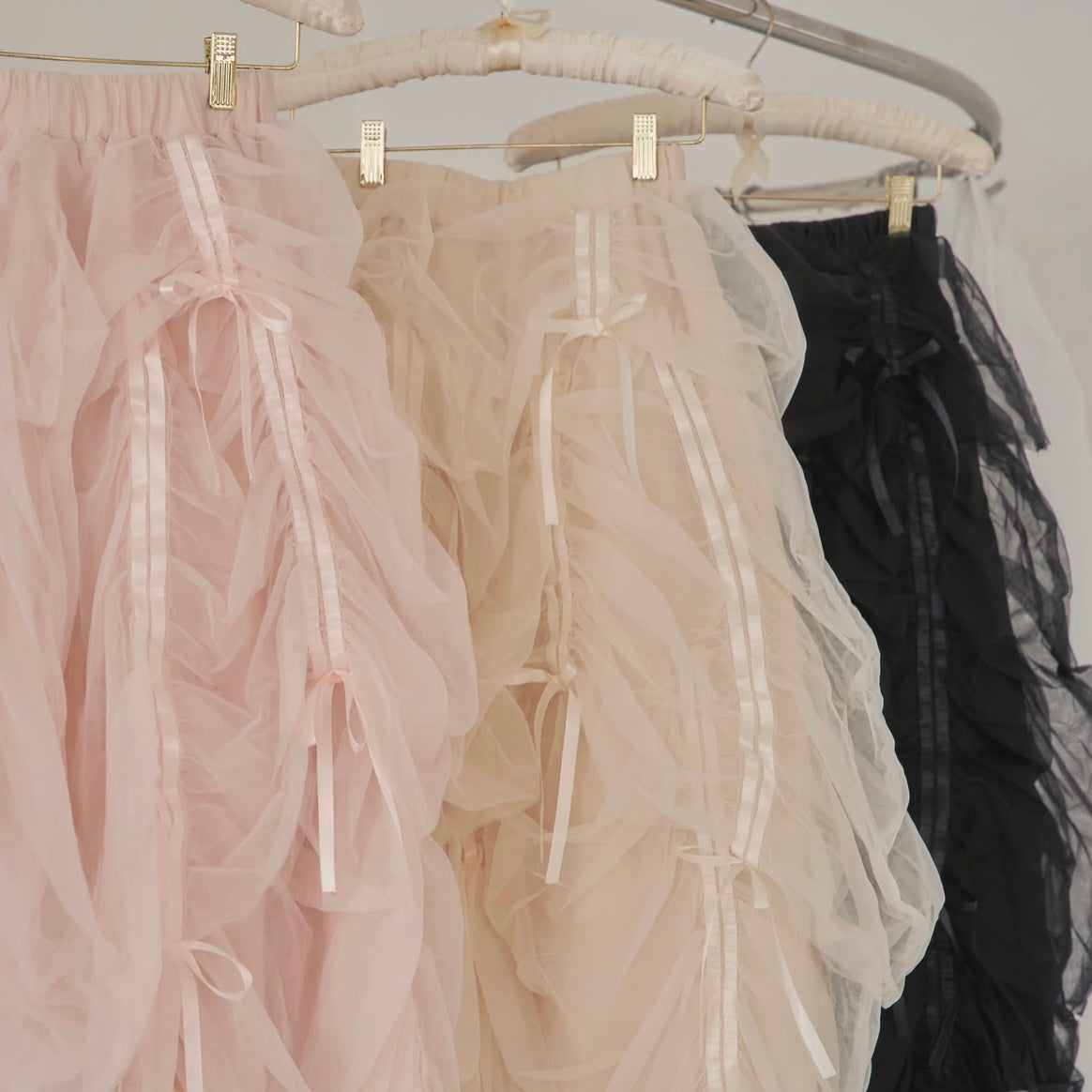 Ballerina Drawstring Ribbon Skirt[4colours]