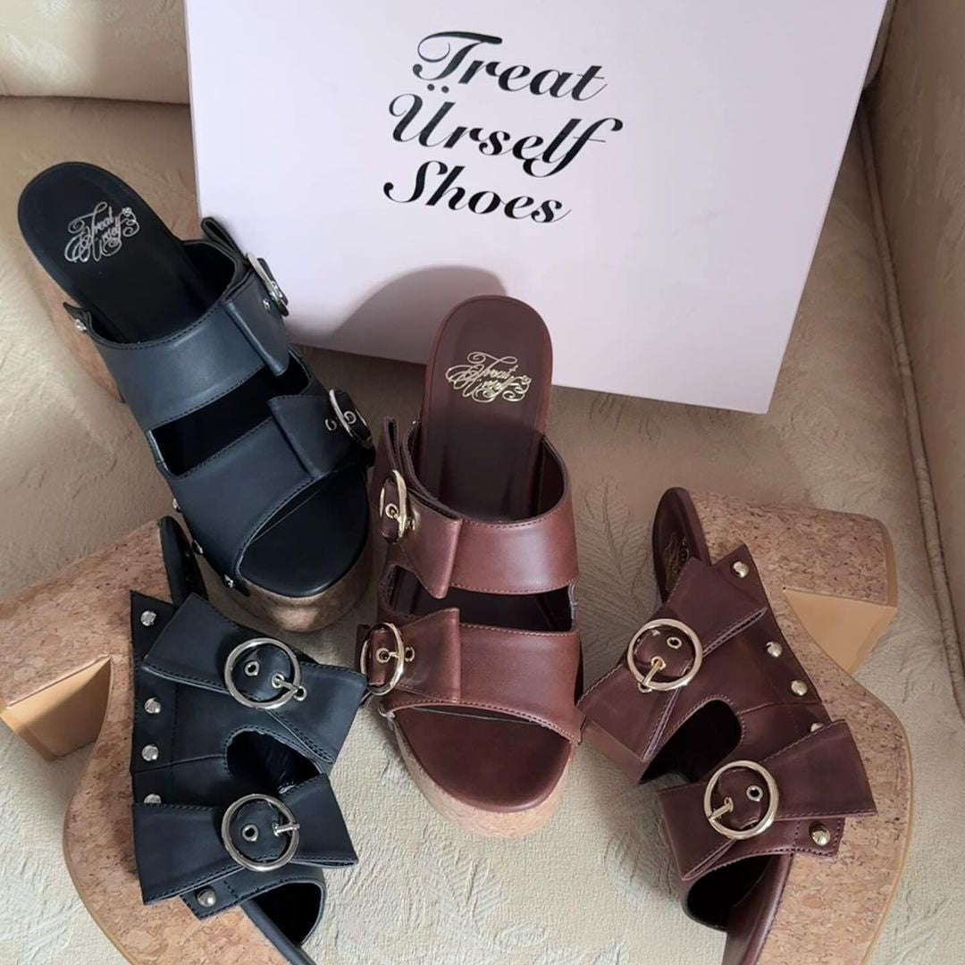 Ribbon Wedge Sole Sandals [2colours]