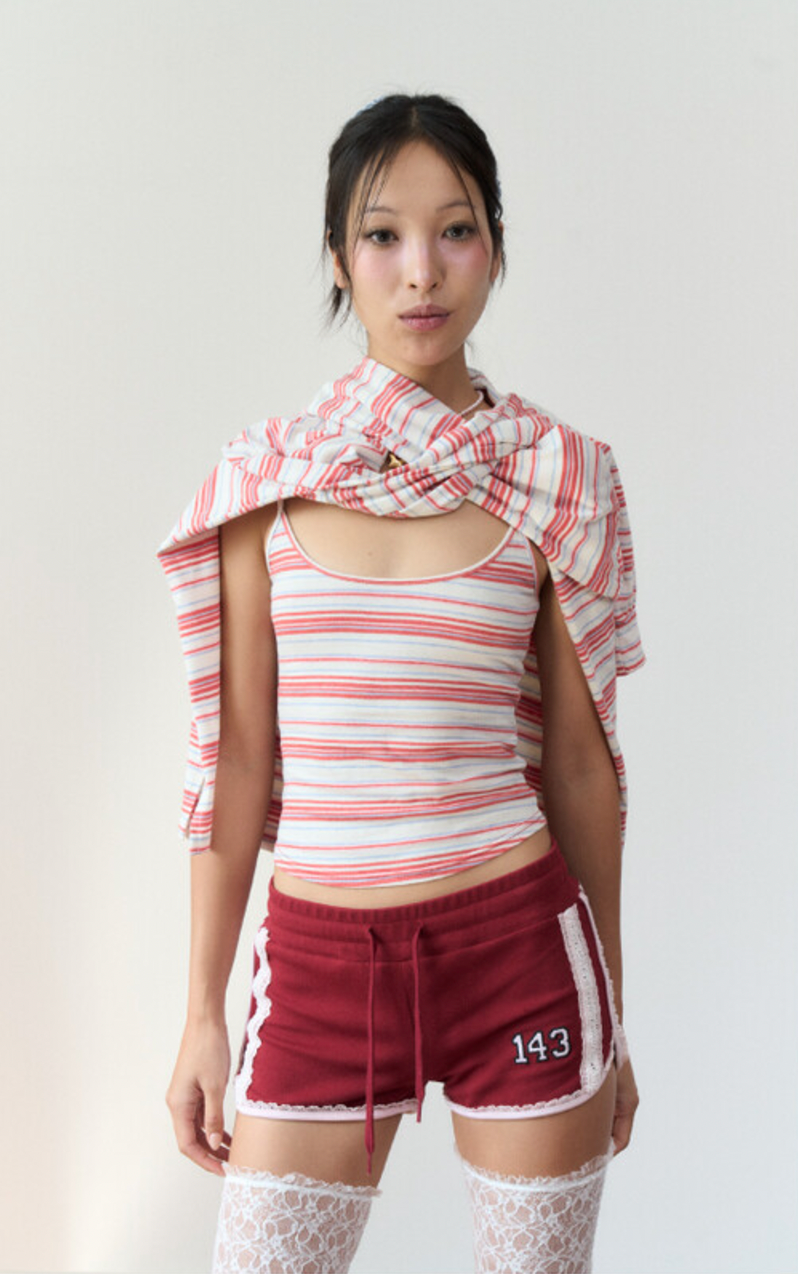 Stripe Sleeveless Top (Red)