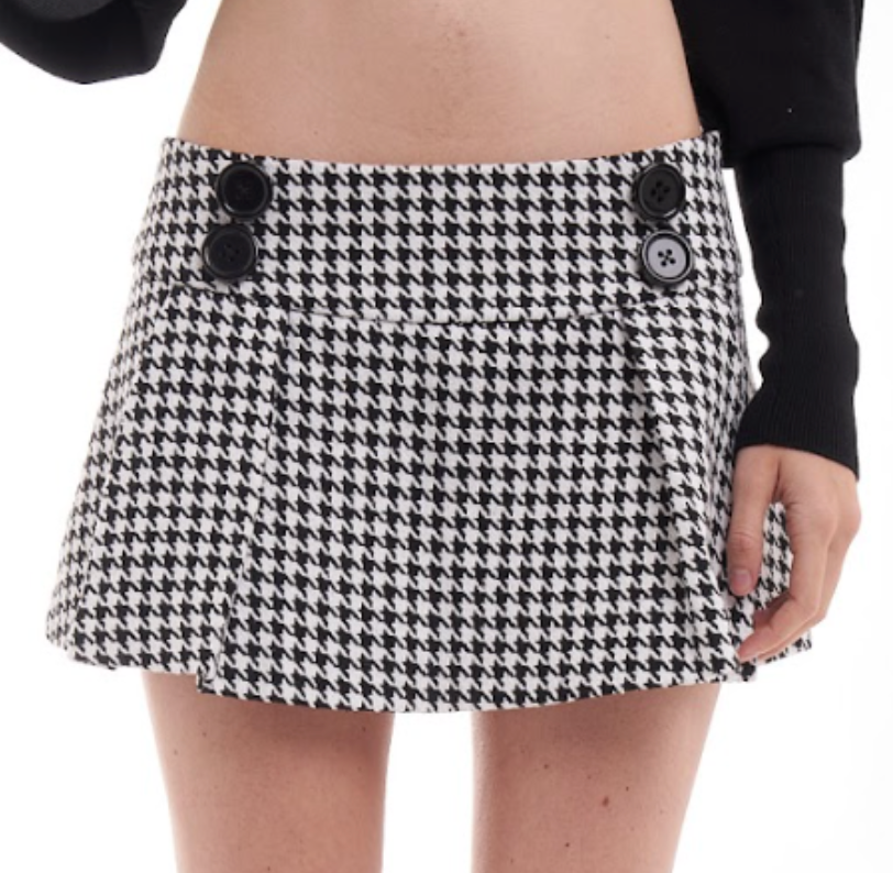 Pleated Skirt In Houndstooth