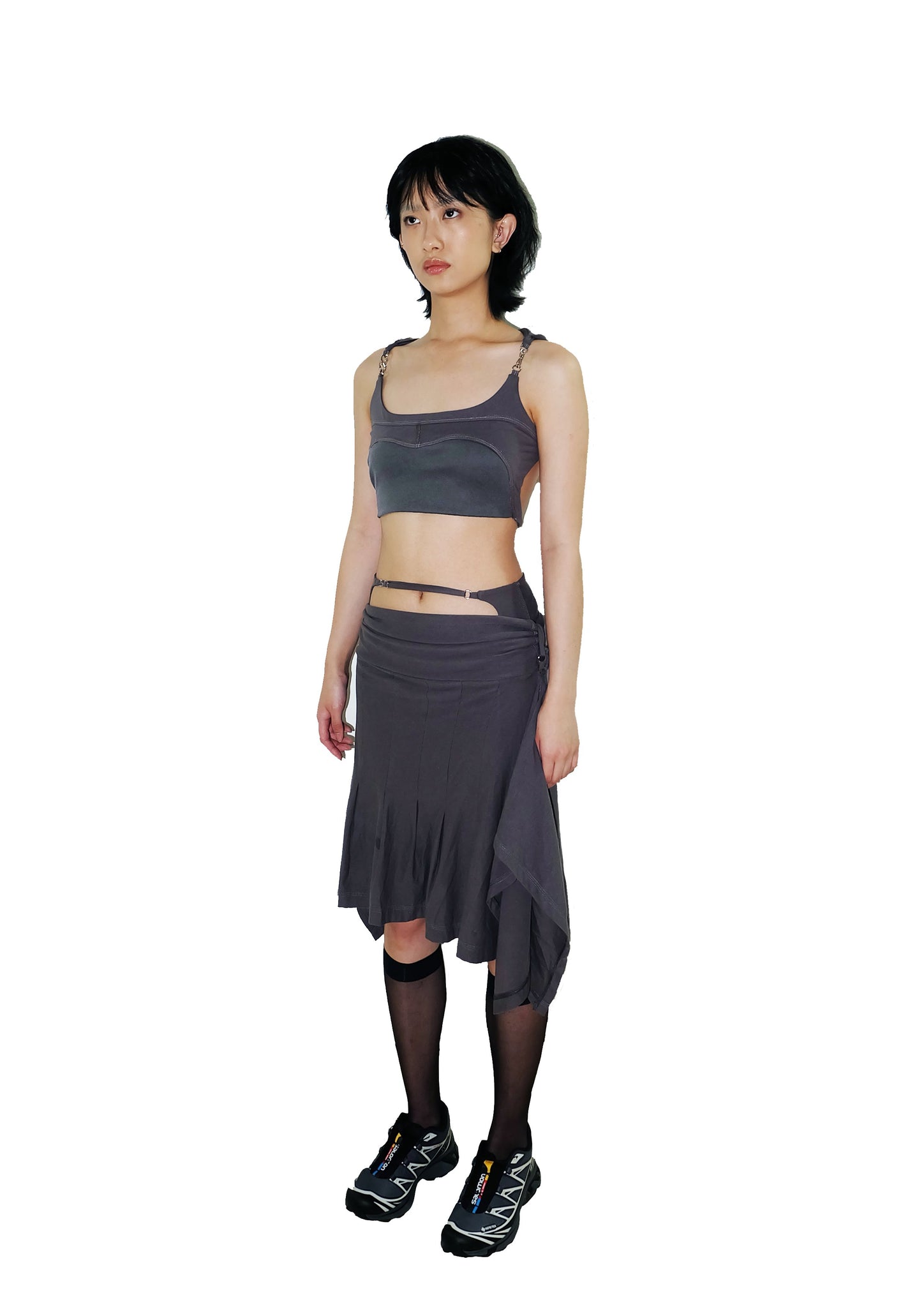 System Midi Skirt Charcoal