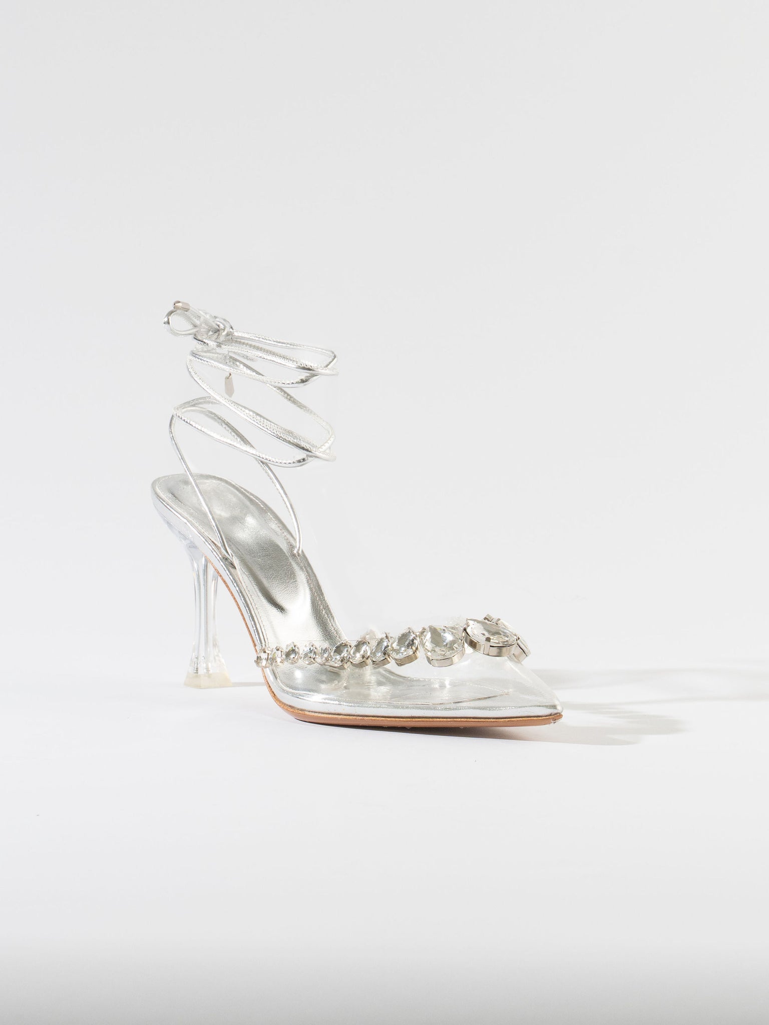 Wonderland Dimond Crystal Embellished Strappy 80MM Sandals - Clear