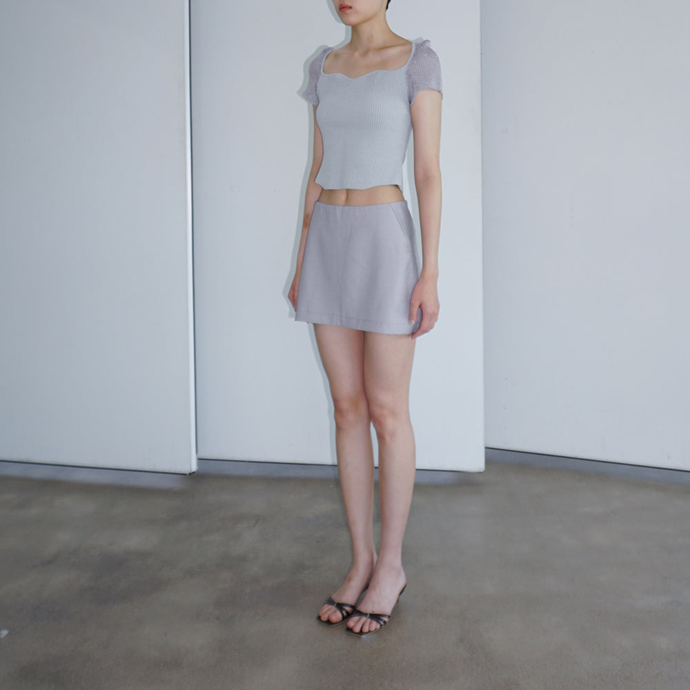 Horizon Dart Mini Skirt (Light Grey)