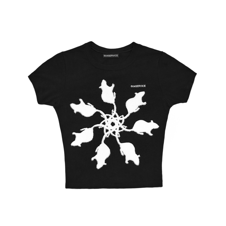 Furry Rat Slim T-Shirt in Black