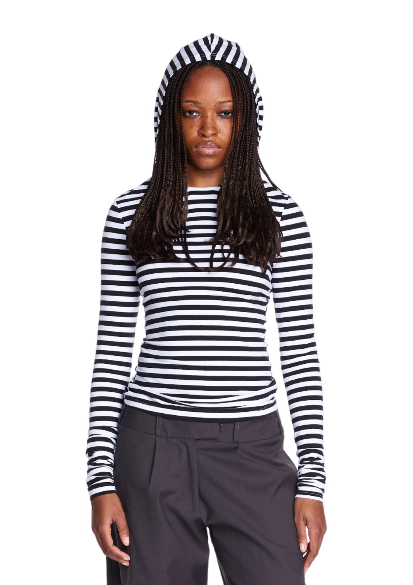 Bella Top in Black and White Stripes