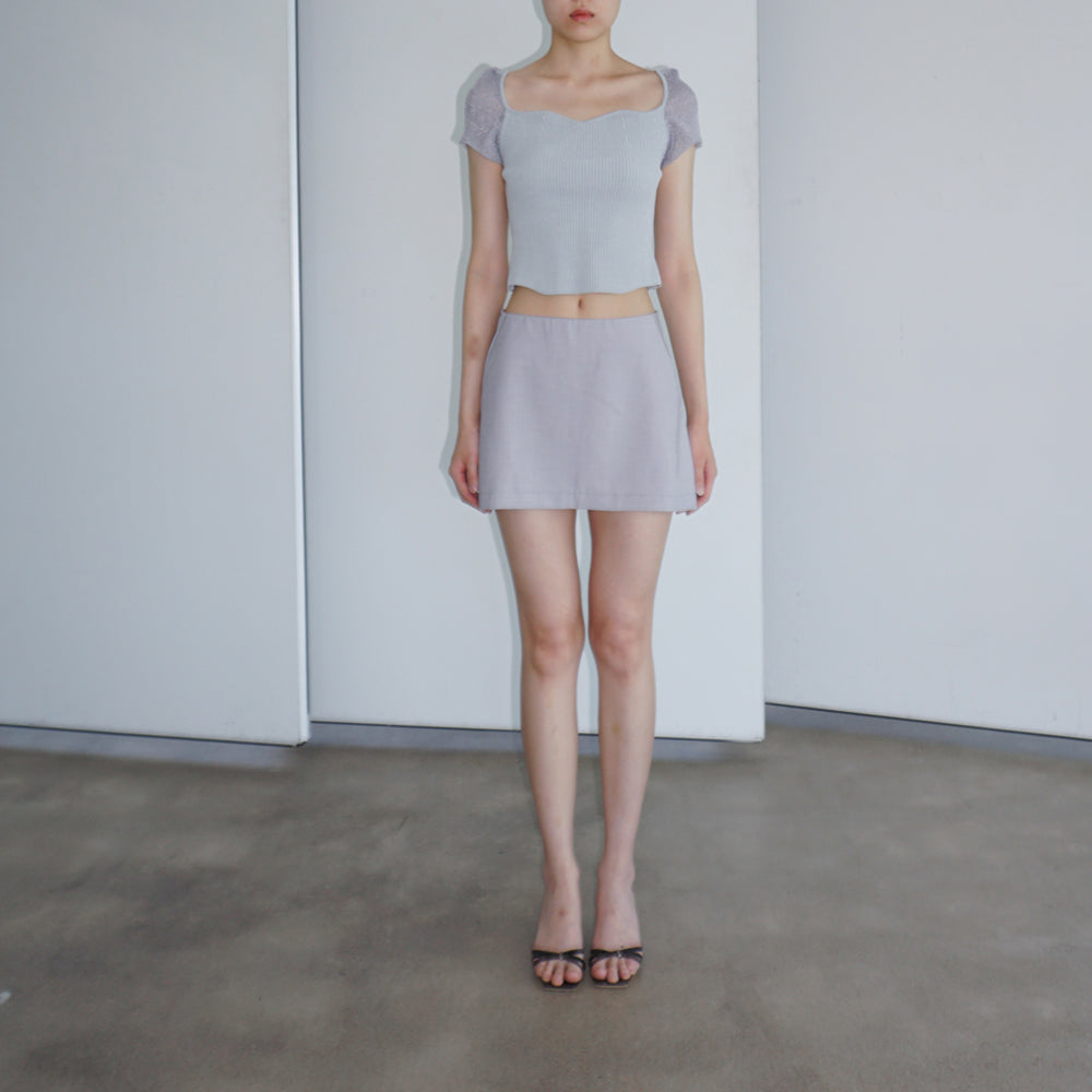 Horizon Dart Mini Skirt (Light Grey)