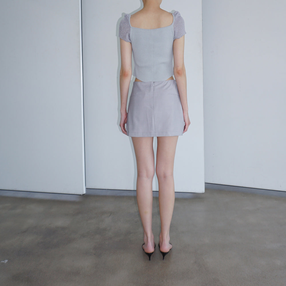 Horizon Dart Mini Skirt (Light Grey)