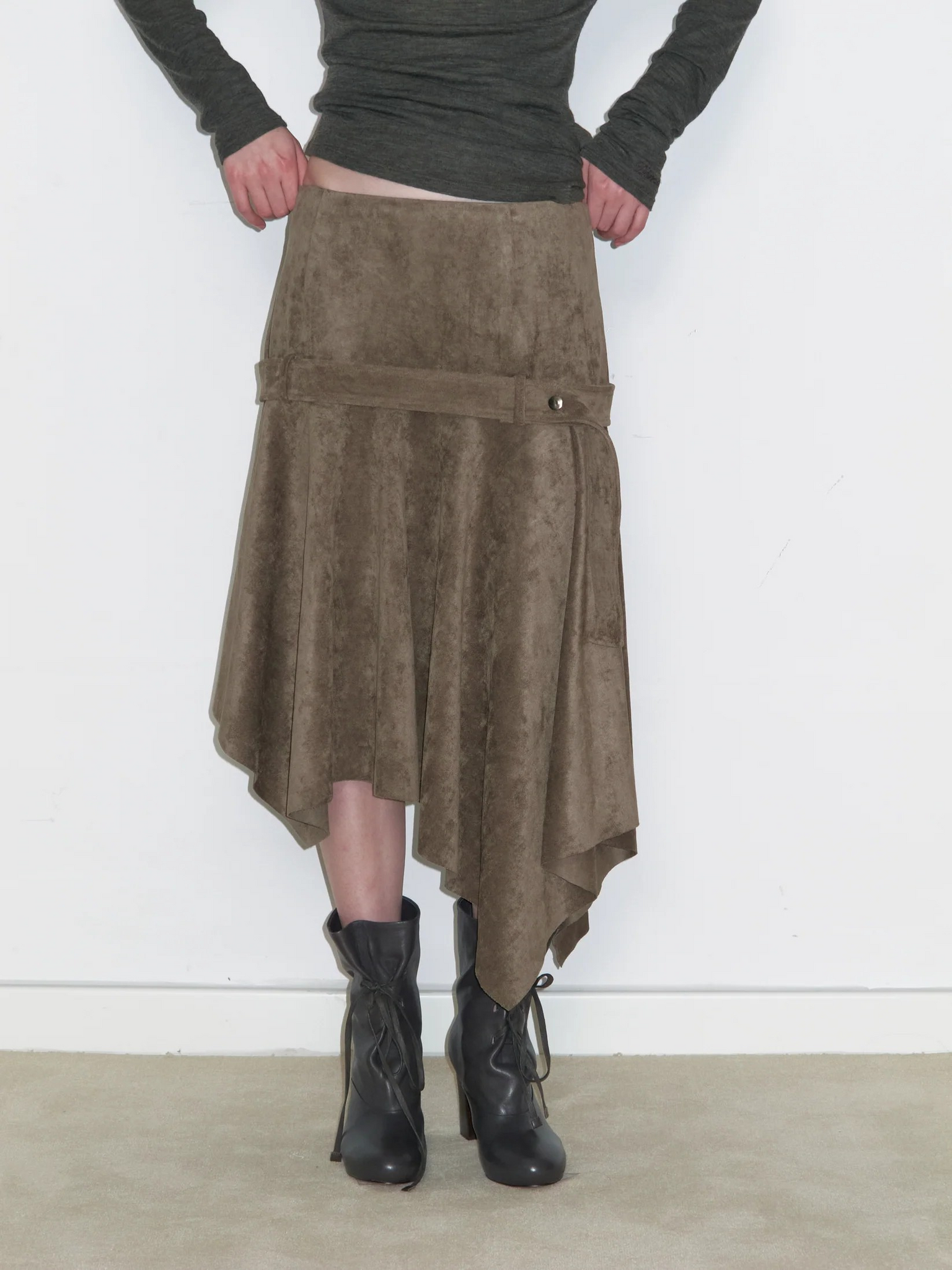 Asymmetrical Suede Skirt