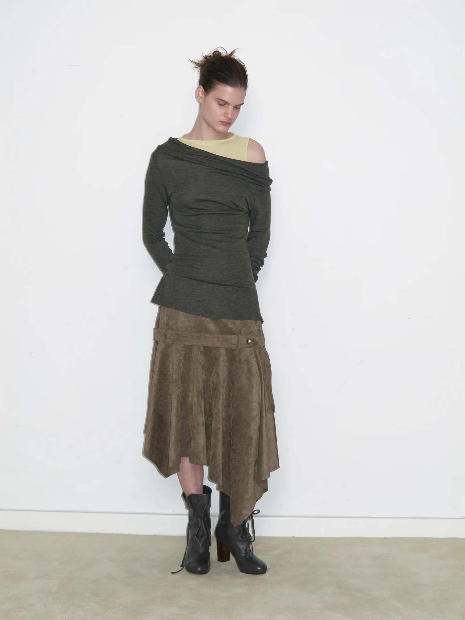 Asymmetrical Suede Skirt