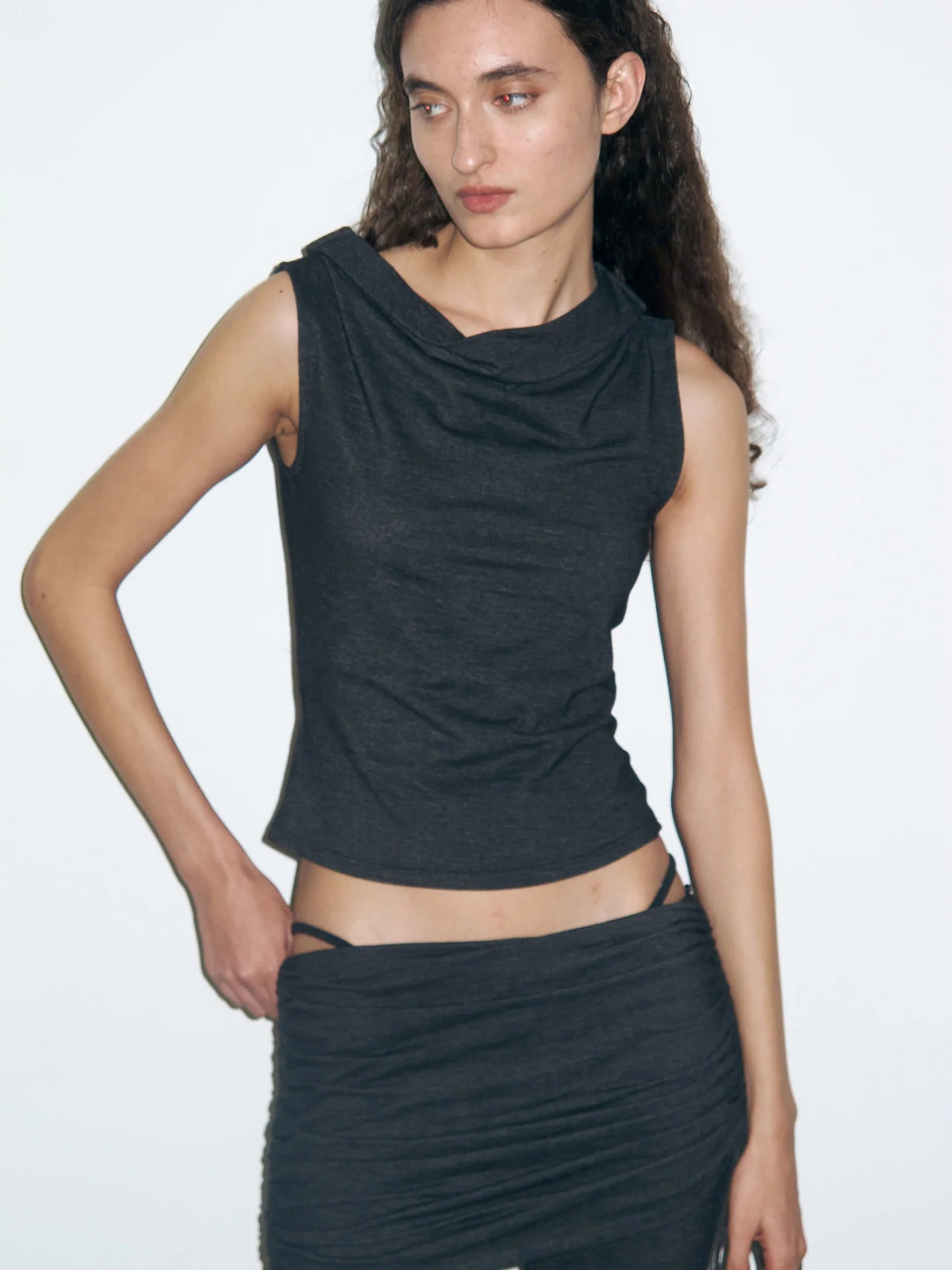 Cowl-neck Sleeveless Top