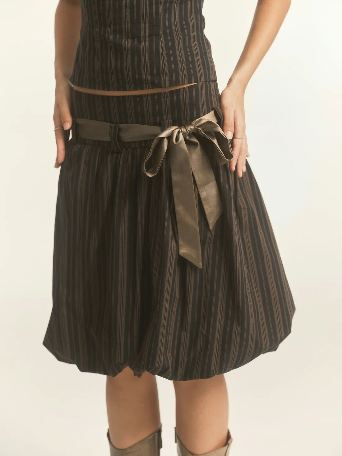 Stripe Pattern Bubble Skirt