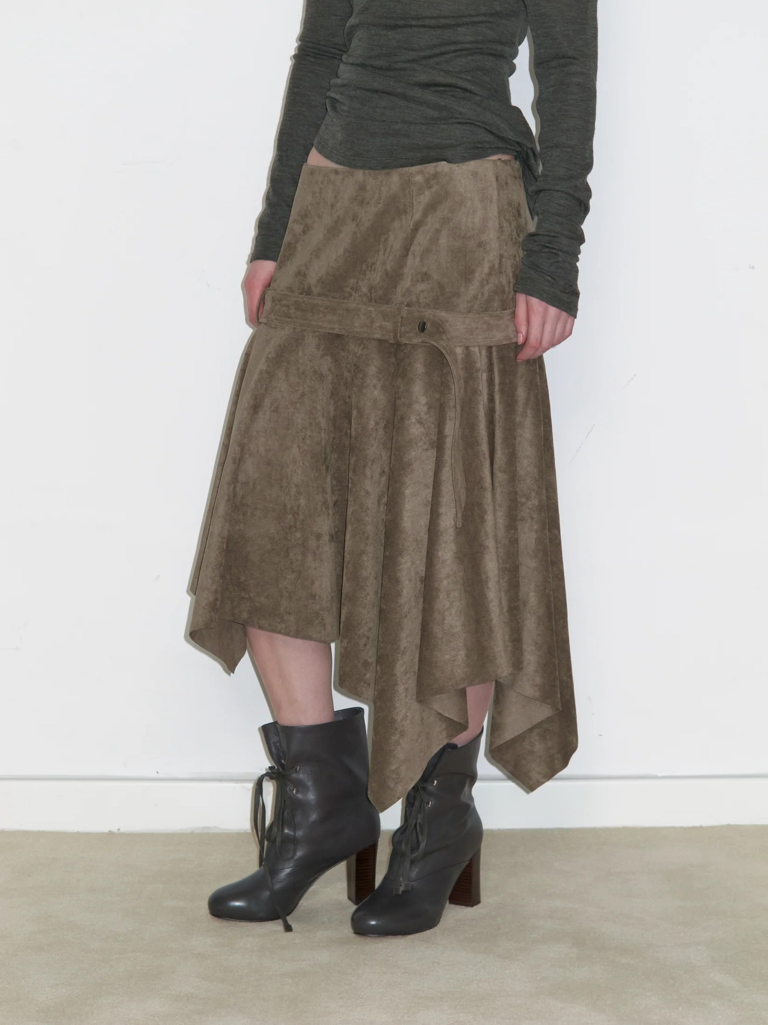 Asymmetrical Suede Skirt