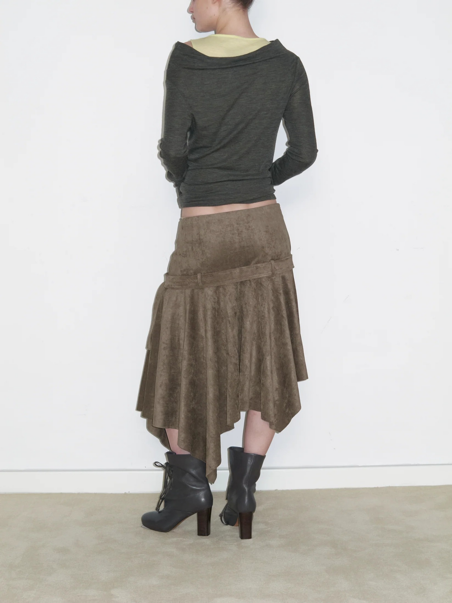 Asymmetrical Suede Skirt