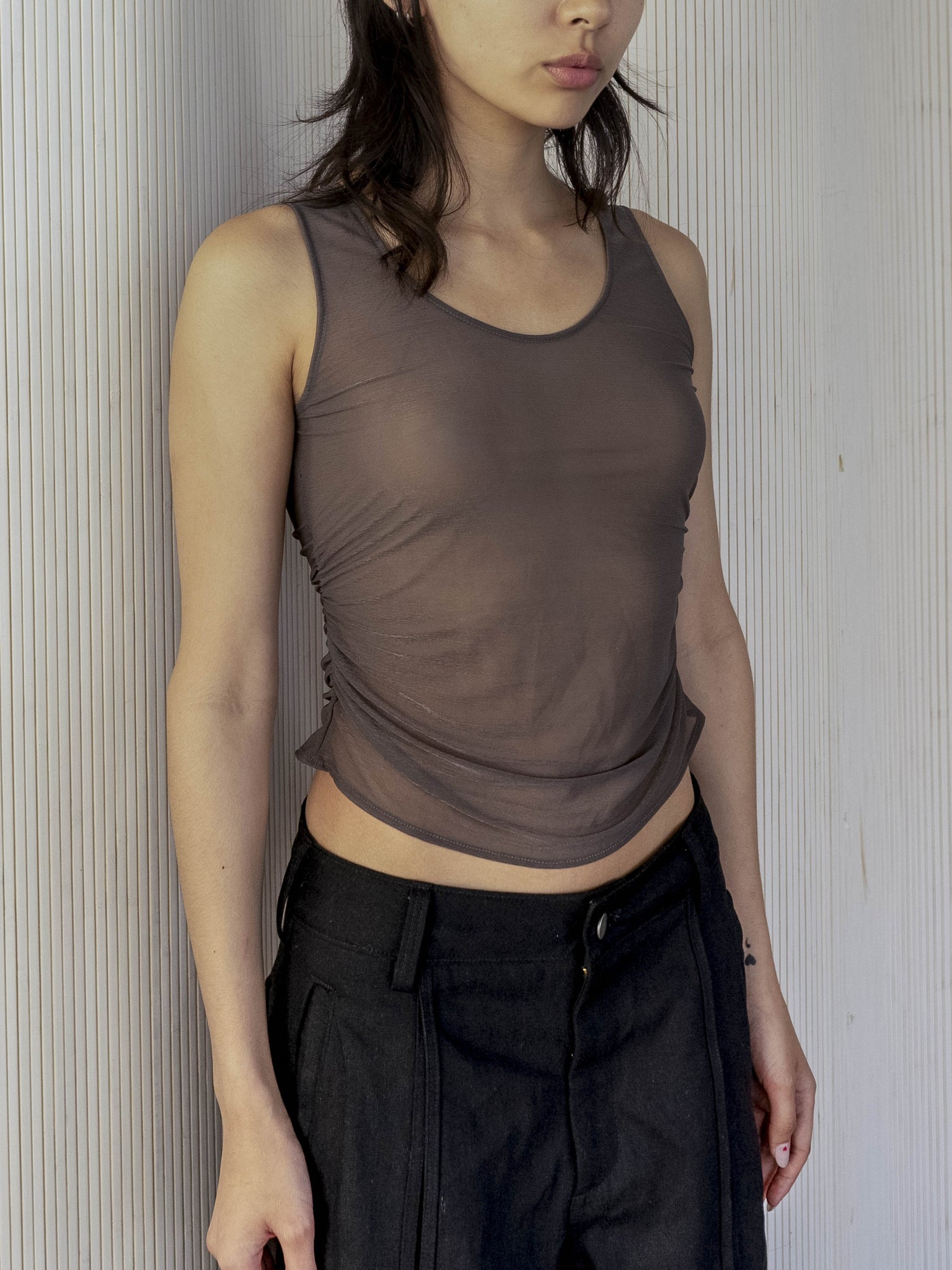 Ruched Sheer Tank