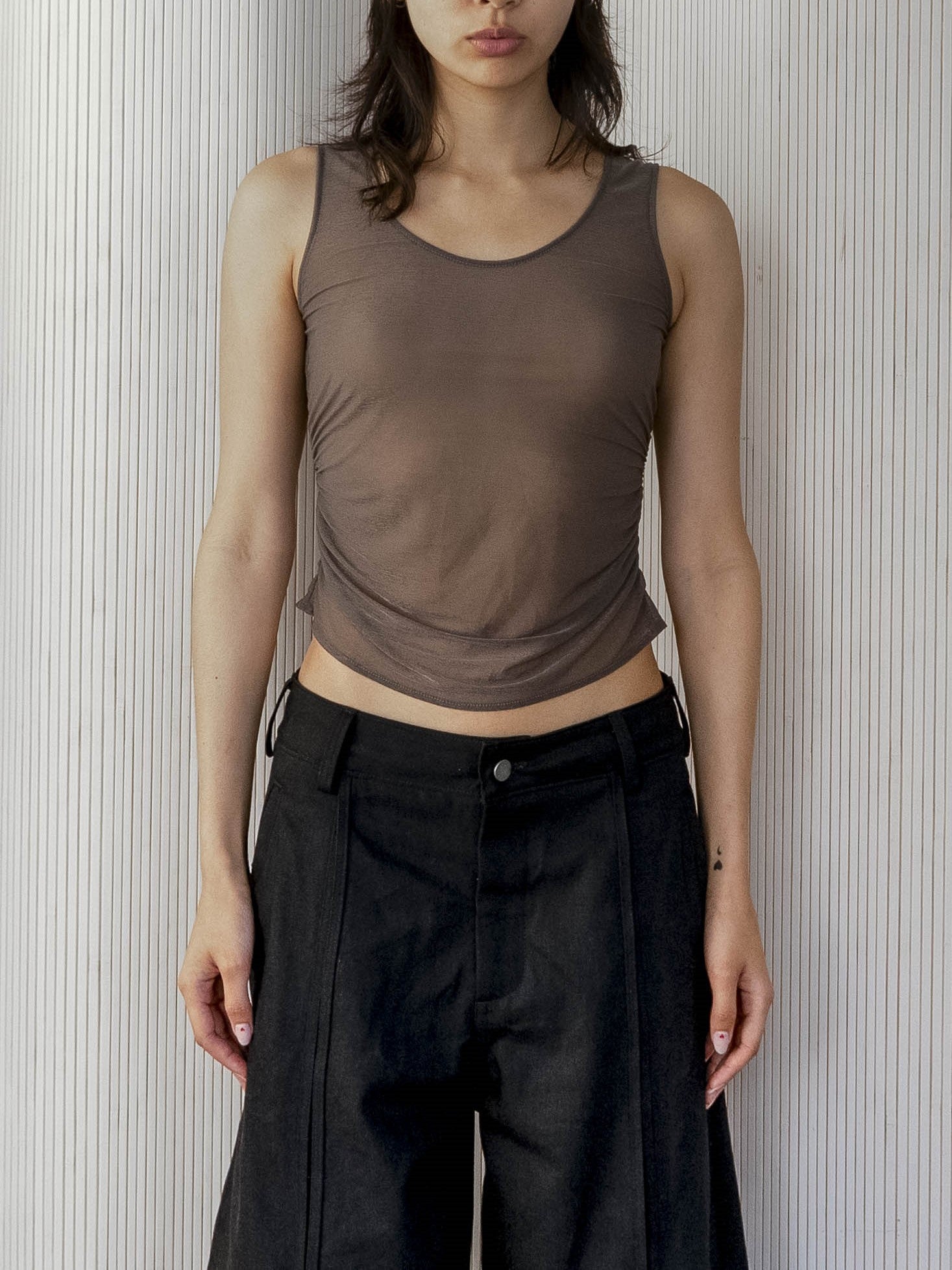 Ruched Sheer Tank